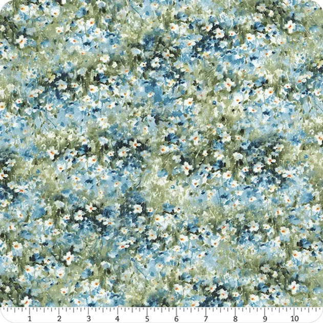 Multi Floral Field 44" fabric by Wilmington, 33902-471, Blue Harmony