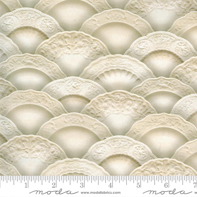 Flea Market Fresh Parchment Plates 44" fabric by Moda, 7373 11