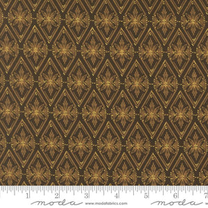 Old World Yuletide Espresso Diamonds 44" fabric, metallic by Moda, 45626 16M