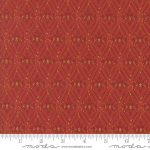 Old World Yuletide Poinsettia Diamonds 44" fabric, metallic by Moda, 45626 18M