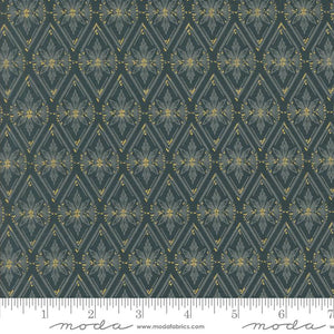 Old World Yuletide Midnight Diamonds 44" fabric, metallic by Moda, 45626 26M