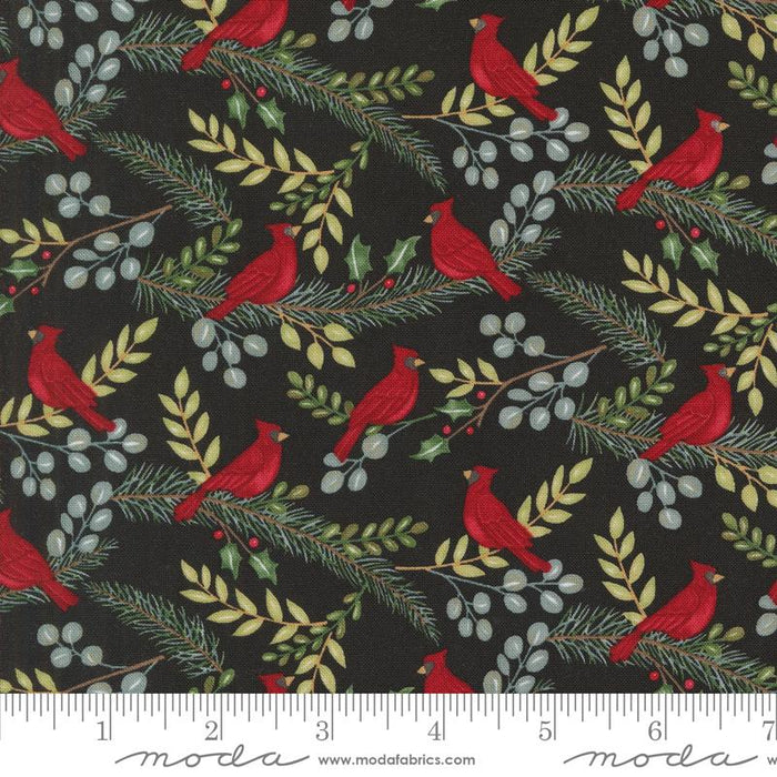 Winter Friends Charcoal Black Cardinals 44" fabric by Moda, 56132 18
