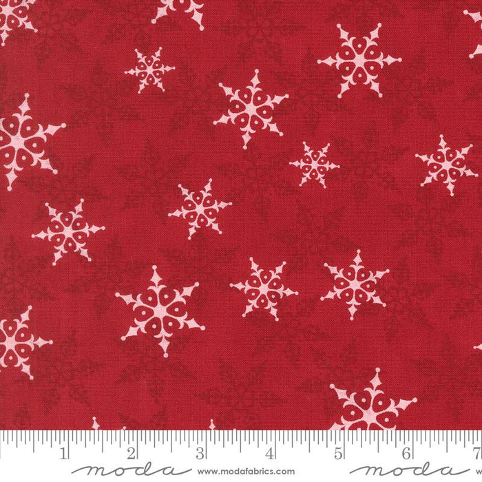 Winter Friends Berry Red Snowflakes 108" fabric by Moda, 108030 17