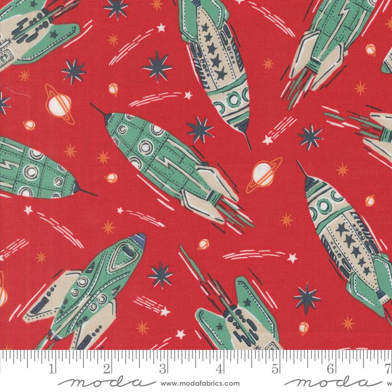 Red Spacecraft Mars 44" fabric by Moda, 20950 20, 321 Blast Off