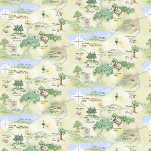 Lt Green World of Winnie the Pooh Map 44" fabric by Studio-E, 8715-60, Classic Winnie