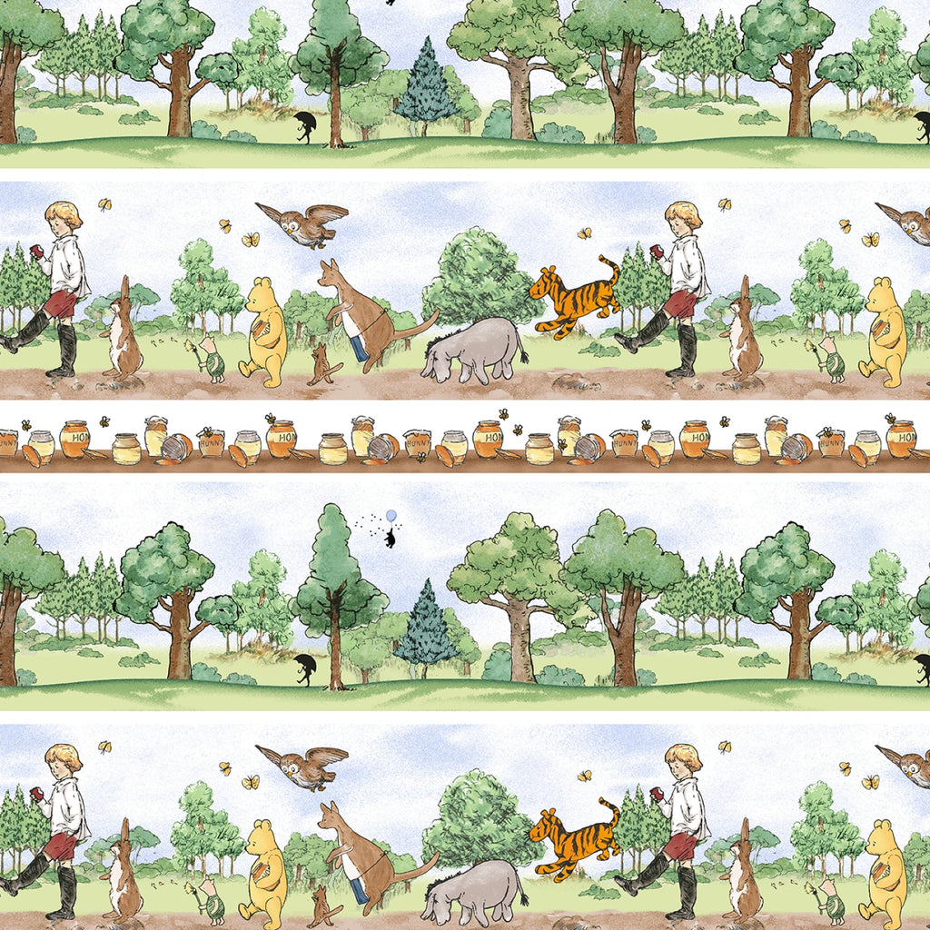 Hundred Acre Woods 44" fabric stripe by Studio-E, 8727-36, Classic Winnie