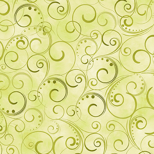 Moss Green Swirling Splendor 108" fabric by Kanvas - Benartex, 9705W-40