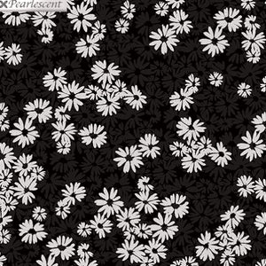 Black & Silver Shimmery Shadow Flower 44" fabric by Kanvas, 9712P-11