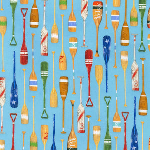 Lake House Oars 44" fabric by Kaufman,  AMKD-21162-246, Water Oars