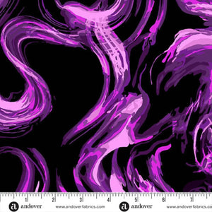 Purple and Black Swirl 108" fabric by Andover, Phantasm 1525-P
