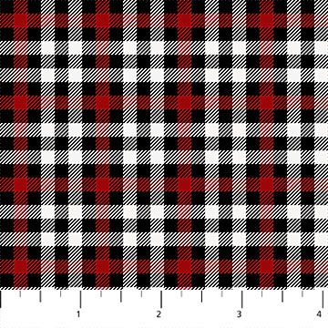 Red, Black and White Check 44" fabric by Northcott, 24339-10, Alpine Winter