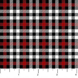 Red, Black and White Check 44" fabric by Northcott, 24339-10, Alpine Winter