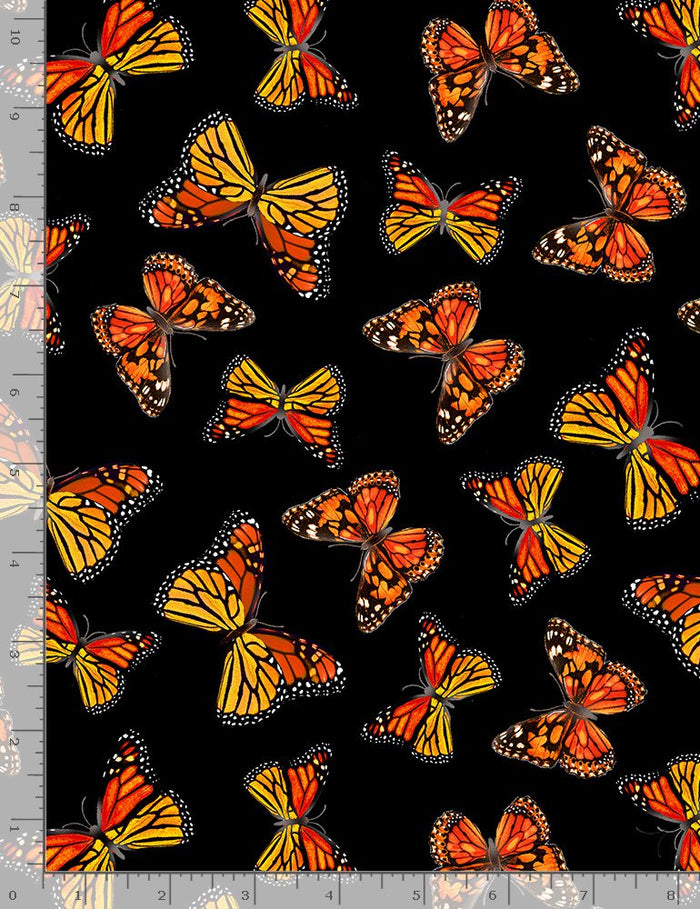 Butterflies 44" fabric by Timeless Treasures, C1135 Black