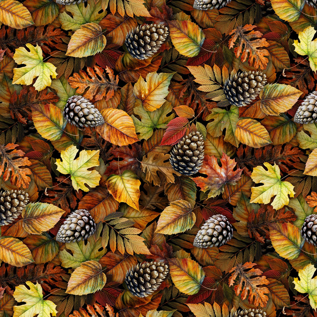 Autumn Packed Fall Leaves 108" fabric by Timeless Treasures, CD2637