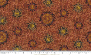 Caming Ground 2 Brown 44" fabric, Australian Aboriginal, M&S Textiles