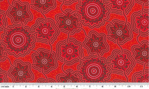 Caming Ground 2 Red aboriginal 44" fabric by M&S Textiles, CGR