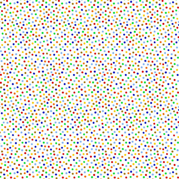 White/Multi Garden Pindot 44" fabric by Michael Miller, CX1065-mult