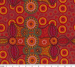 Campsite Red 44" fabric, Australian Aboriginal, M&S Textiles