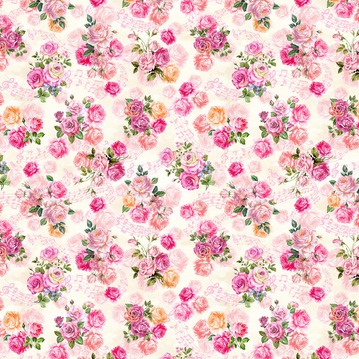 Fairy Roses 44" fabric by Michael Miller, DDC12245-Crem, Spring Songs Flower Fairies