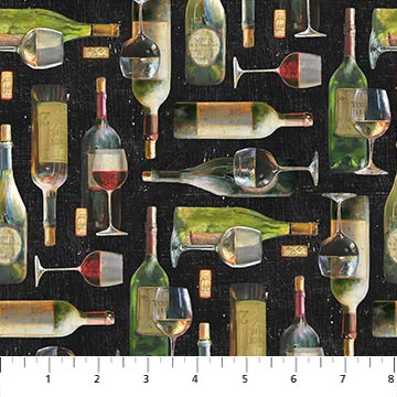 Wine Bottles 44" fabric by Northcott,  DP24561-99