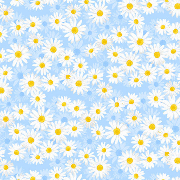 Daisy Flowers 108" fabric by Benartex, 12457W-05 Daisy Dance Blue