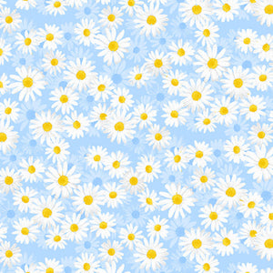 Daisy Flowers 108" fabric by Benartex, 12457W-05 Daisy Dance Blue