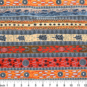 Dreaming in One Flame Orange 44" aboriginal fabric by M&S Textiles, DROFO