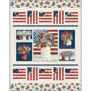 Farmhouse Americana Quilt Kit, P&B Textiles Fabrics, measures 49" x 62"