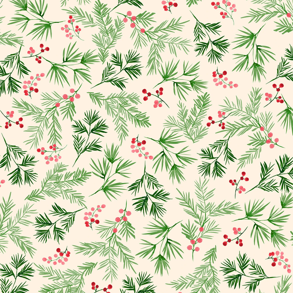 First Frost Berry And Pine Spring Allover 108" fabric by P&B Textiles, FFRW06299-E
