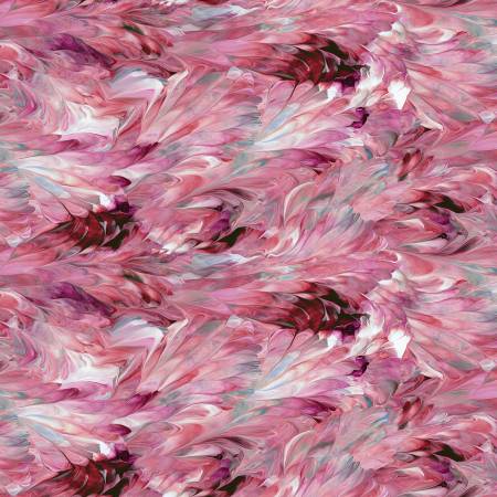 Pink Feathers 108" fabric by P&B Textiles, FWID 5113-P, Fluidity