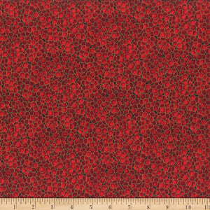 Scarlet - Gold Berries 44" fabric by Hoffman, G8556-78G, metallic, Winter Magic