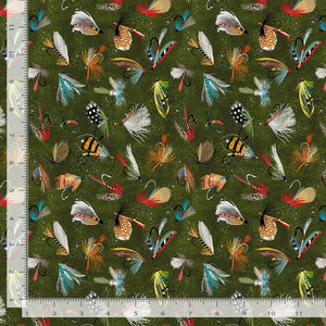 Fly Fishing Lures 44" fabric by Timeless Treasures, CD3480