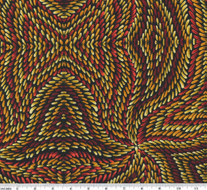 Honey flowers gold 44" aboriginal fabric by M&S Textiles, HOFGO