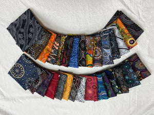 Australian Aboriginal Fabric, 30 pc Fat Quarter Bundle, M&S Textiles, abstract, geometric