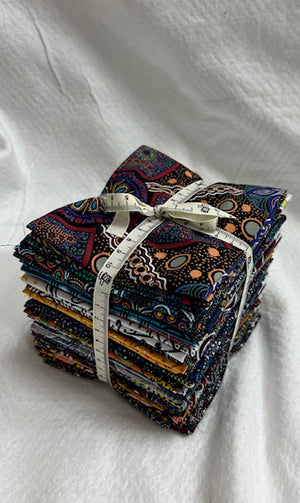 Australian Aboriginal Fabric, 30 pc Fat Quarter Bundle, M&S Textiles, abstract, geometric