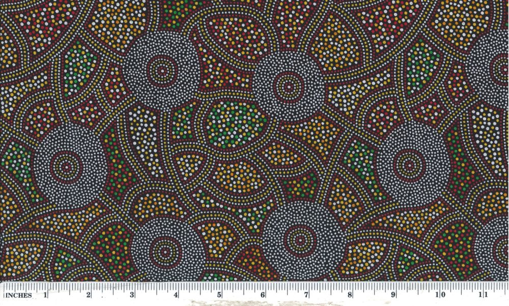 Kangaroo Dreaming 2 Orange 44" fabric, Australian Aboriginal, M&S Textiles