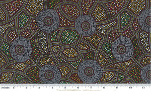 Kangaroo Dreaming 2 Orange 44" fabric, Australian Aboriginal, M&S Textiles