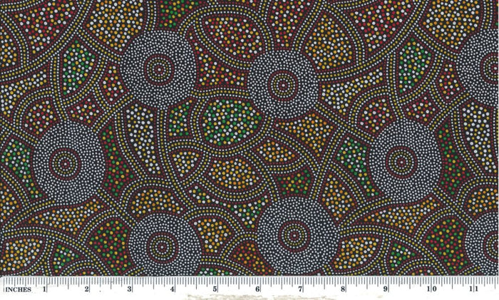 Kangaroo Dreaming 2 Orange 44" fabric, Australian Aboriginal, M&S Textiles