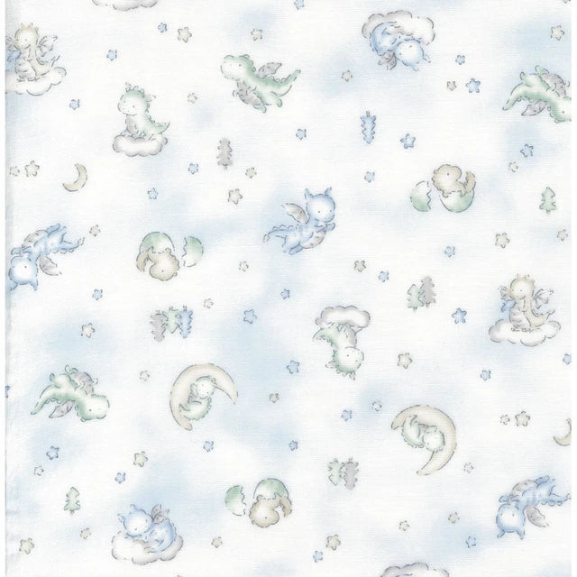 Royal Blue Baby Dinosaur Double Gauze Fabric by Kokka , 66020-1-A