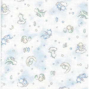 Royal Blue Baby Dinosaur Double Gauze Fabric by Kokka , 66020-1-A