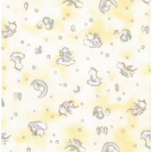 Yellow Royal Baby Dinosaur Double Gauze Fabric by Kokka , 66020-1-B