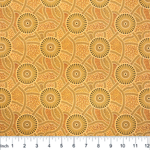 Kangaroo Path Yellow 44" fabric, Australian Aboriginal, M&S Textiles
