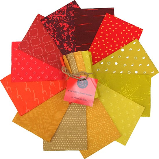 Me+You Indah Batik Fat Quarter bundle (12 pcs) by Hoffman, MYFQ21-67-flame