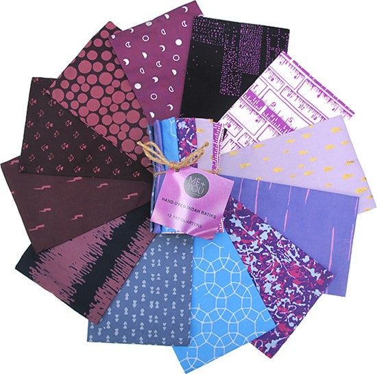 Me+You Indah Batik Fat Quarter bundle (12pcs) by Hoffman, MYFQ21-85-blackberry
