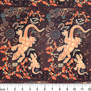 Man & Goanna Brown Aboriginal 44" fabric by M&S Textiles, MGBR