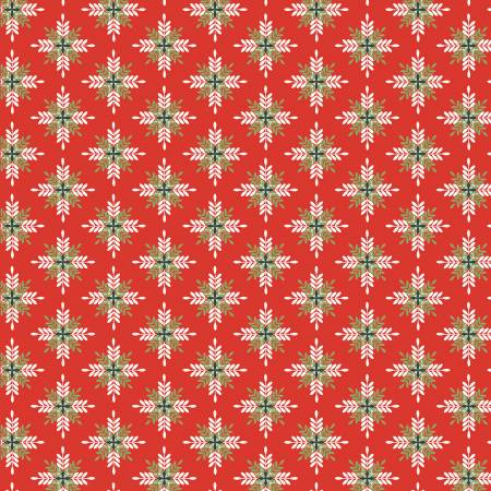 A New Star Red 44" fabric by Poppie Cotton,  PC24363, Prairie Christmas