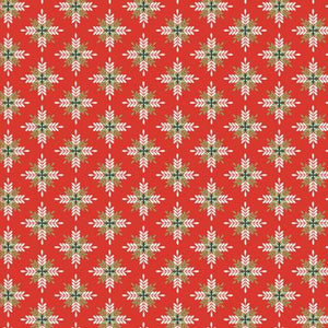 A New Star Red 44" fabric by Poppie Cotton,  PC24363, Prairie Christmas