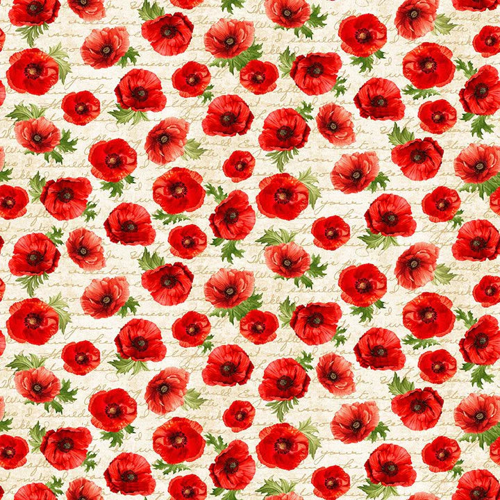 Poppy Passion 44" fabric by Timeless Treasures, CD3808 Cream