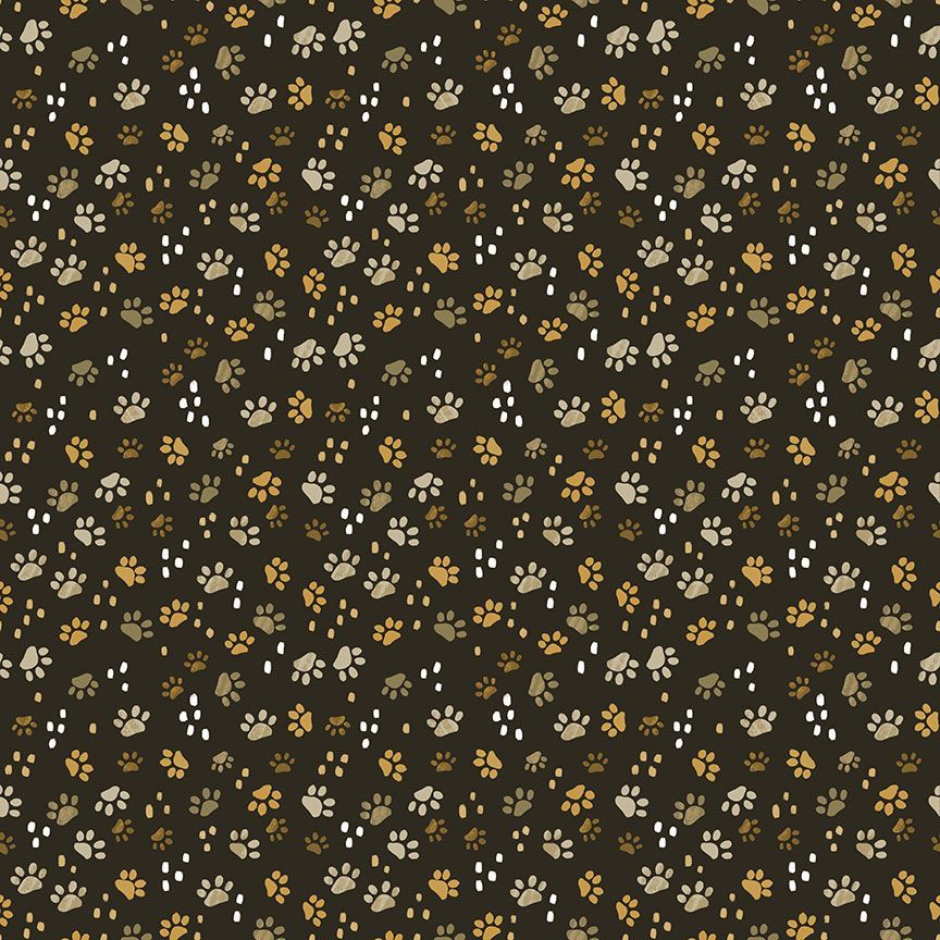 Brown Cat Paw Prints 44" fabric by Timeless Treasures, Olivia-CD2158-brown, Purrfect Life