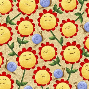Fun Sunflowers 44" fabric by Quilting Treasures, 28243-A, Gnome